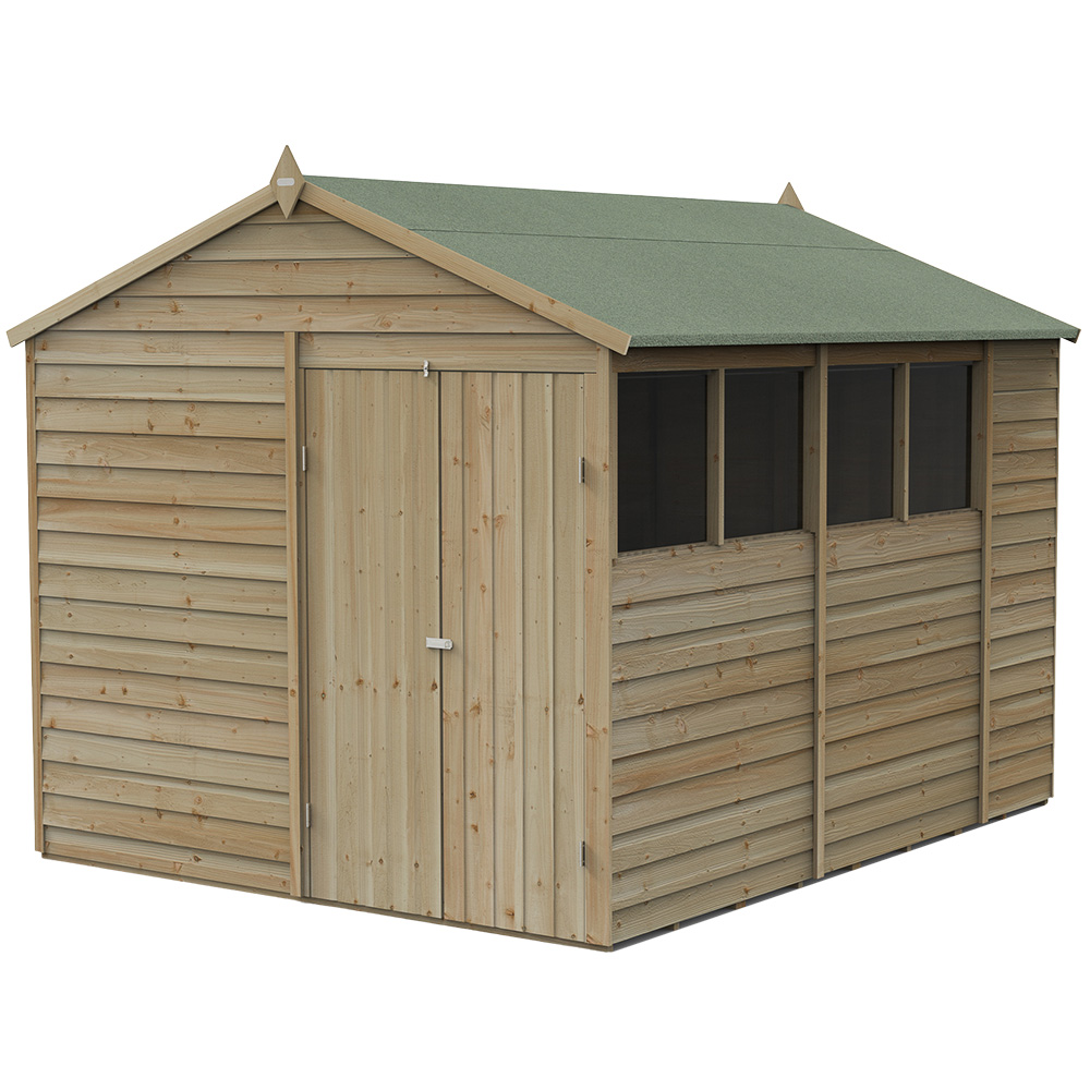 Forest Garden 4LIFE 8 x 10ft Double Door 4 Windows Apex Shed Image 1