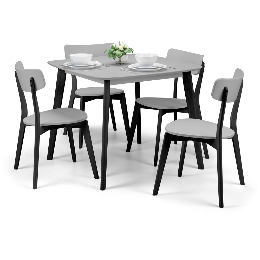 Julian Bowen Casa 4 Seater Square Dining Table Grey and Black Image 4
