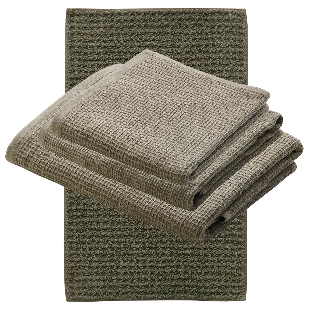 Wilko Waffle Textured Cotton Olive Hand Towel Wilko