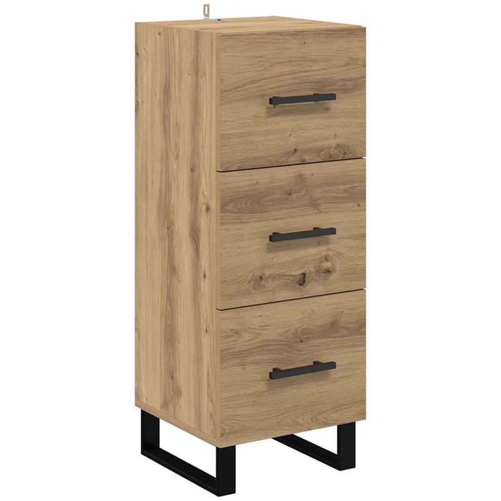vidaXL Single Glass Door 3 Drawer Artisan Oak Tall Slim Highboard Image 7