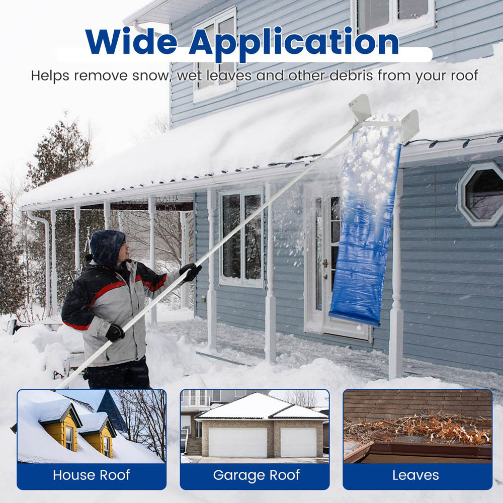 Costway Snow Roof Rake with 4 Section Pole Image 5