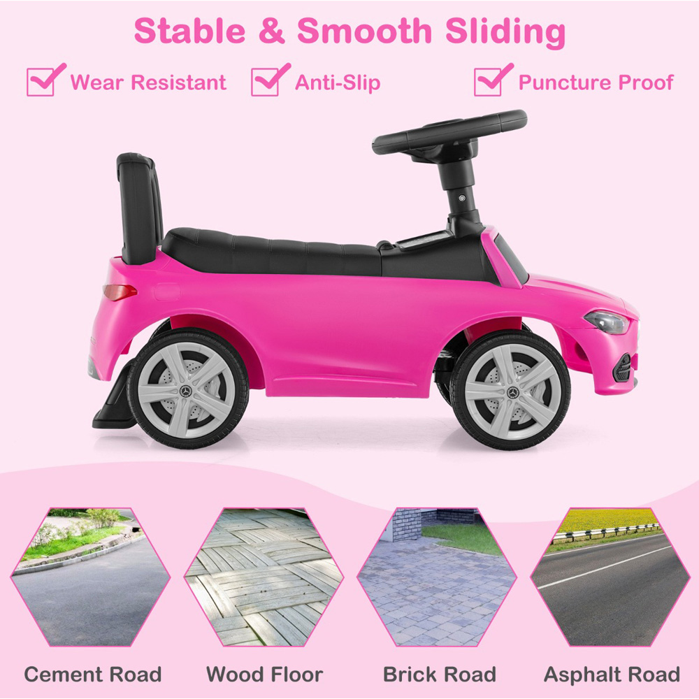 Costway Kids Pink Licensed Mercedes Benz Ride On Sliding Car with Horn and Engine Sound Image 5