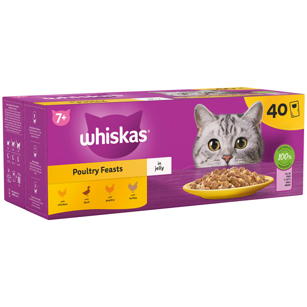 Whiskas Senior Wet Cat Food Pouches Poultry Selection in Jelly 40 x 85g Image 2