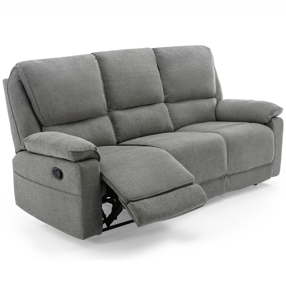 Furniture Online Sydney 3 Seater Grey Manual Recliner Sofa with Drinks Console Image 4