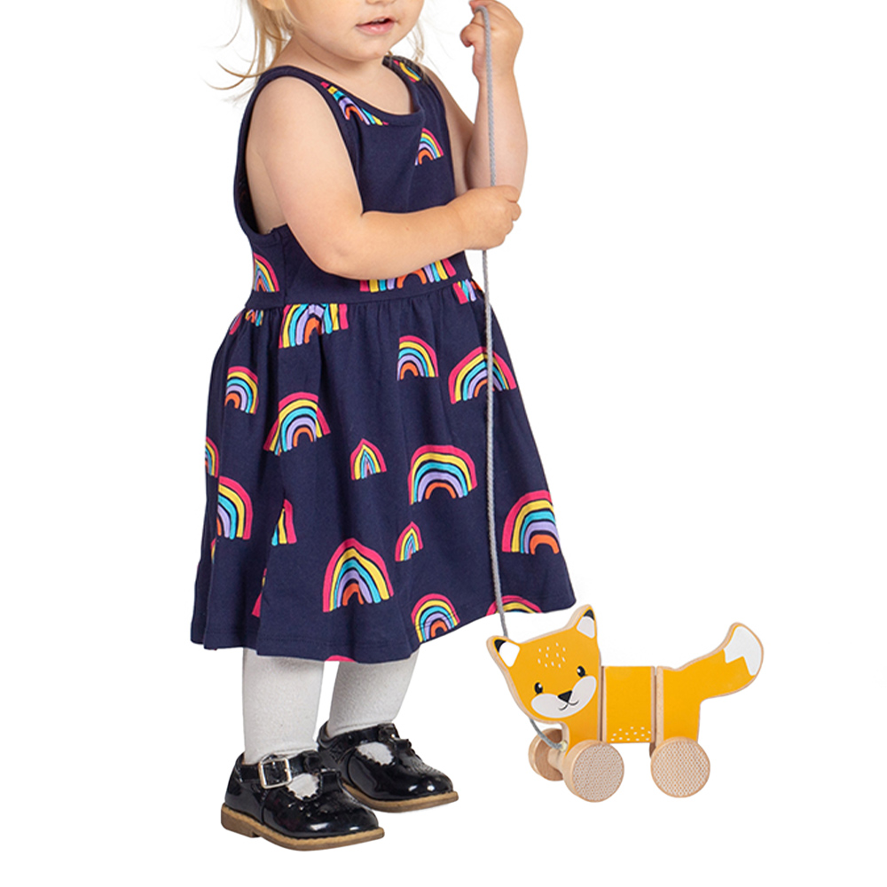 Bigjigs Toys Wooden Pull Along Fox Orange Image 2