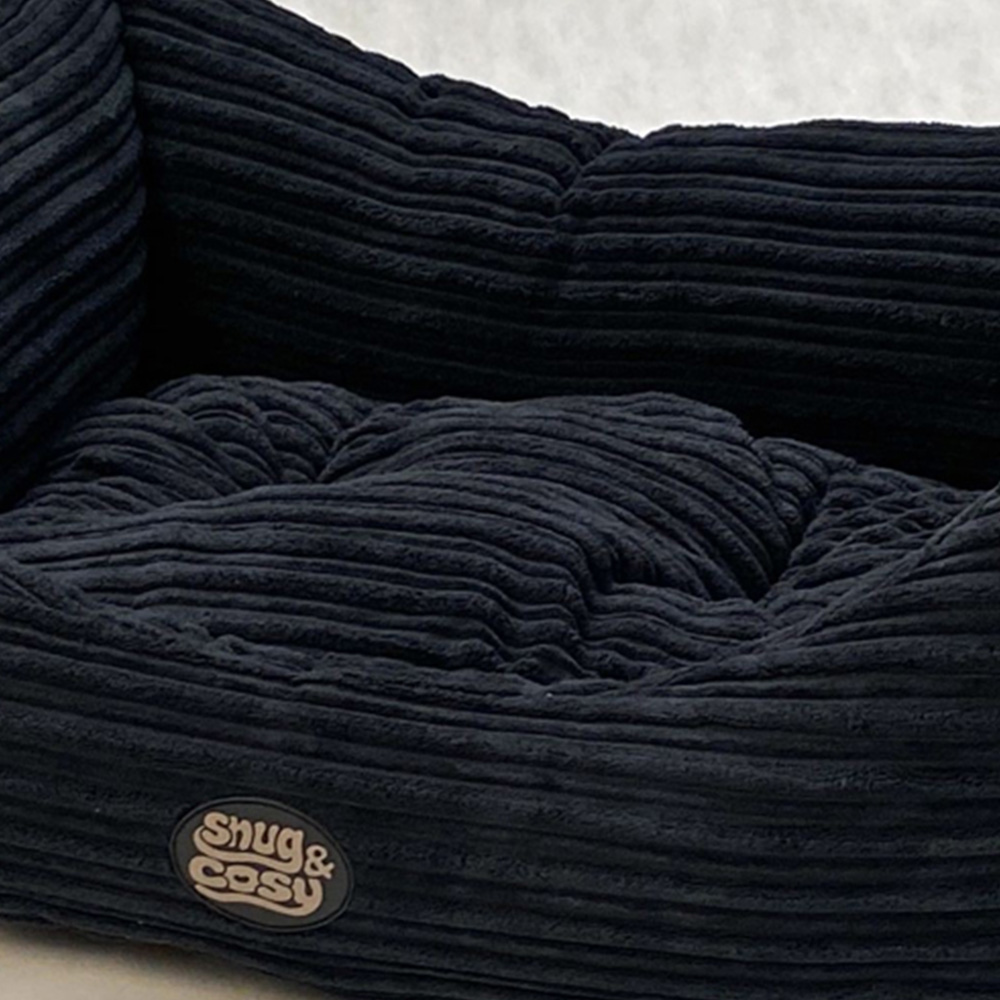 Snug & Cosy San Remo XL Rectangle Black Chunky Cord Dog Bed Image 3
