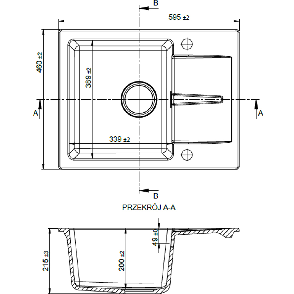 Reginox Avignon 10 BS Black Silvery Compact Granite Sink and Bowl 595 x 460mm Image 3
