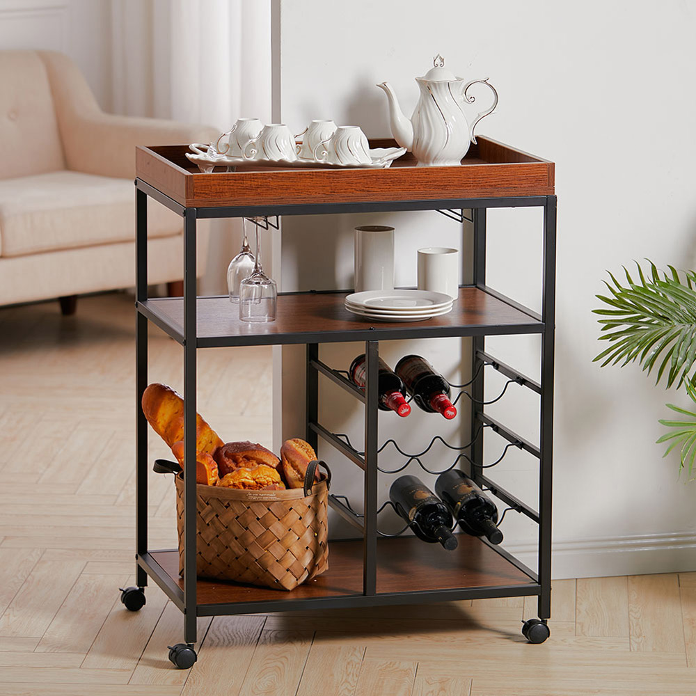 Living and Home 5 Tiers Rolling Serving Bar Cart Image 2