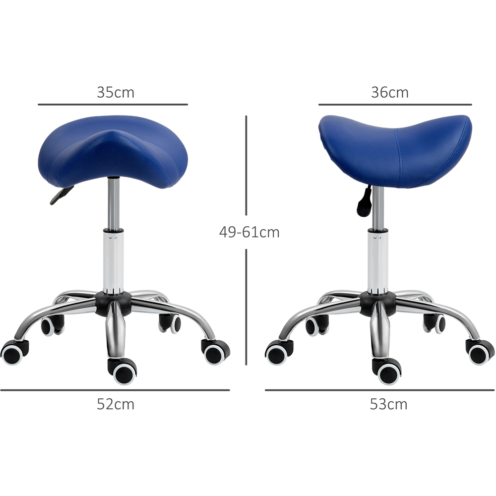 Portland Blue PU Leather Adjustable Saddle Stool with Moulded Padded Seat Image 9