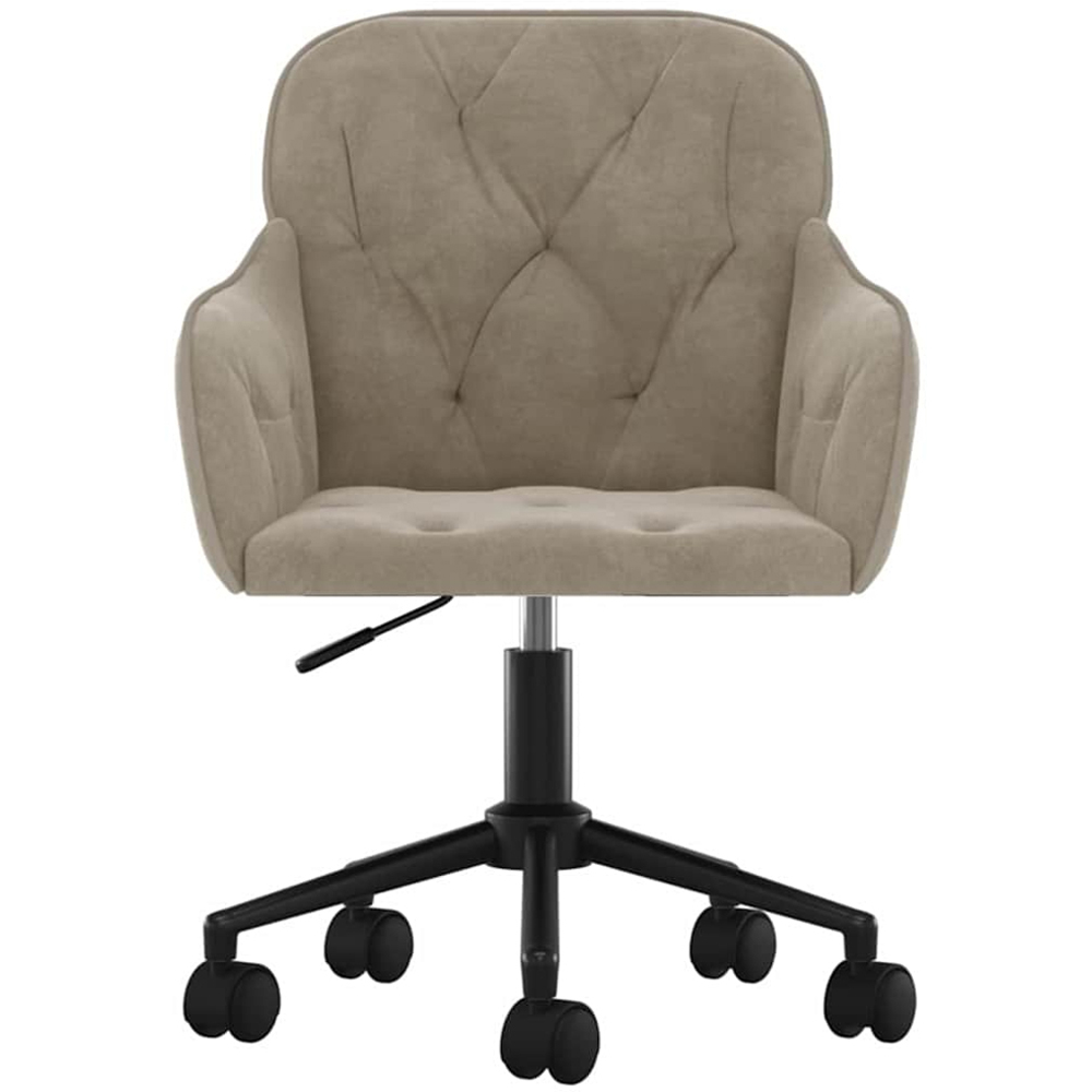 vidaXL Light Grey Velvet Height-Adjustable Swivel Office Chair with Wheels Image 3