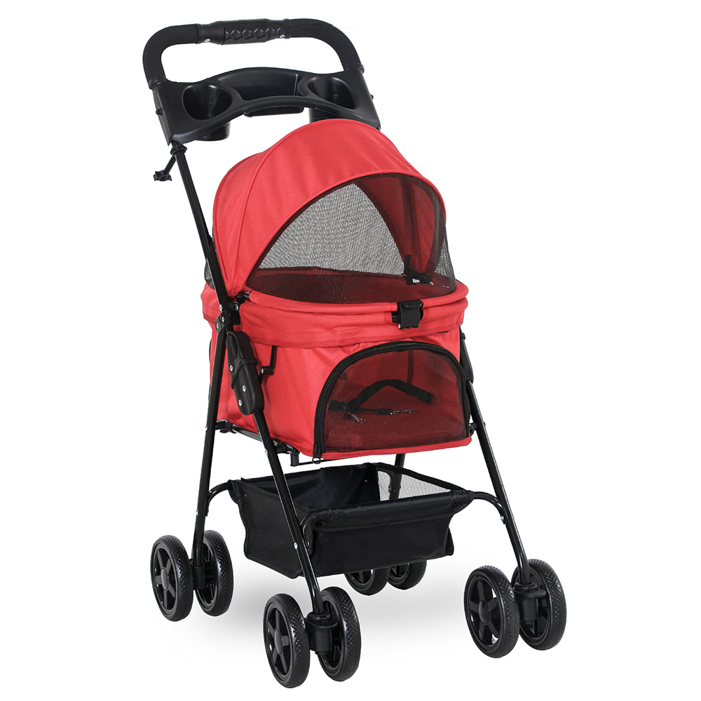PawHut 4 Wheel Pet Stroller Red Image 1