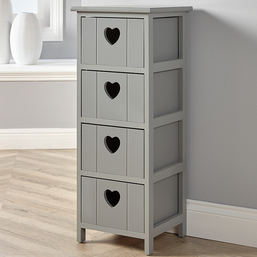 Home Source 4 Drawer Grey Storage Unit Image 1