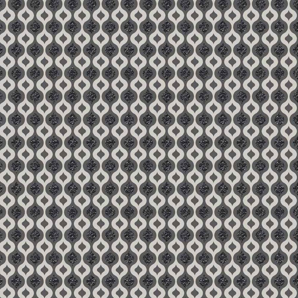Superfresco Luxe Ogee Black Silver Wallpaper Image 1