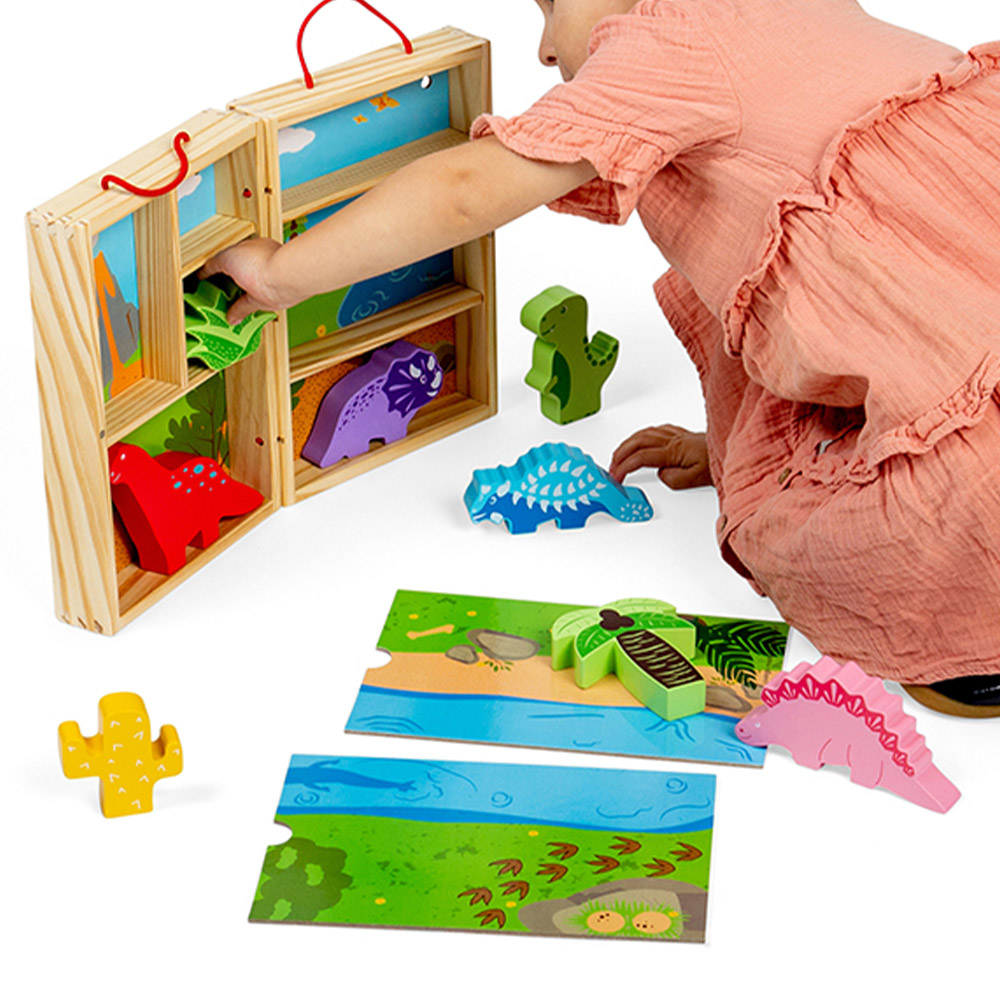 Bigjigs Toys Wooden Dinosaur Animal Playbox Multicolour Image 6