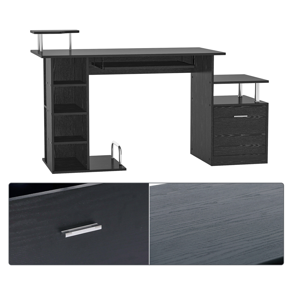 Portland Single Drawer and Shelves Workstation Black Image 4