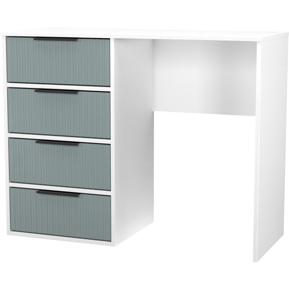 Crowndale Fluted 4 Drawer Duck and White Matt Vanity Dressing Table Ready Assembled Image 2