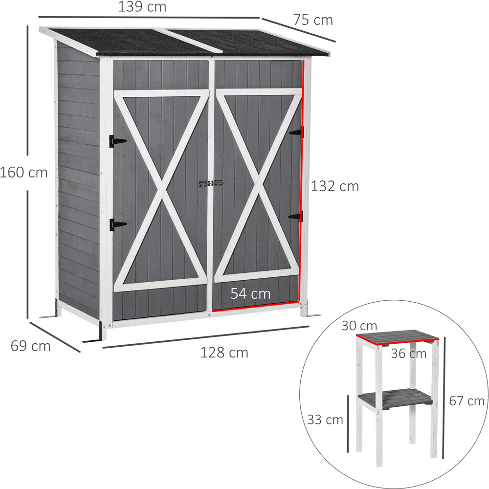 Outsunny 4.2 x 2.3ft Double Door Tool Shed Image 7