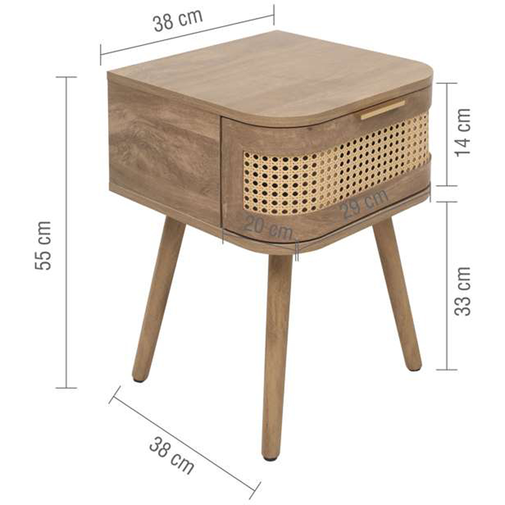Birlea Noah Single Drawer Rattan Effect Bedside Table Image 9