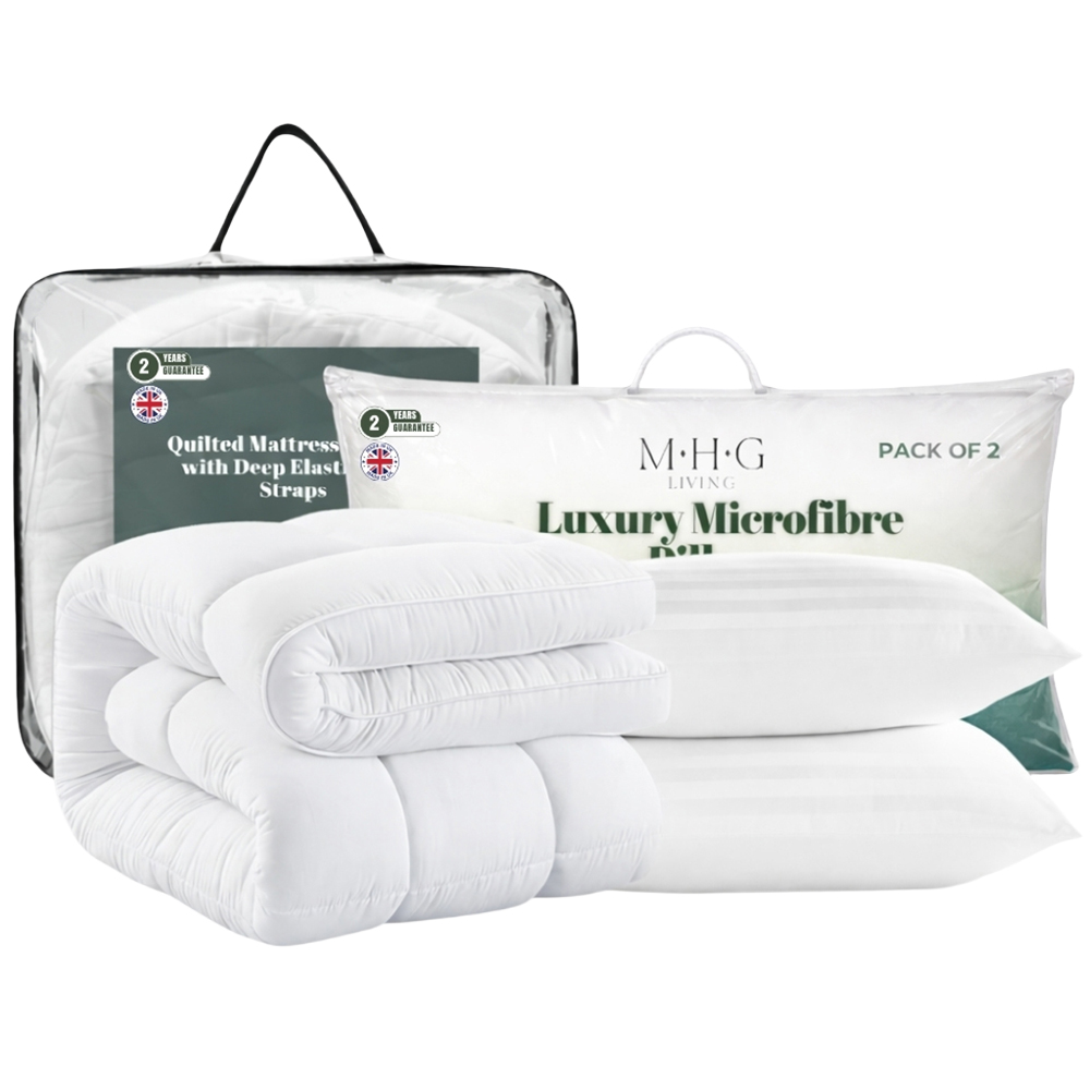 MHG Living Small Double Hollowfibre Mattress Topper with 2 Pillows Image 1