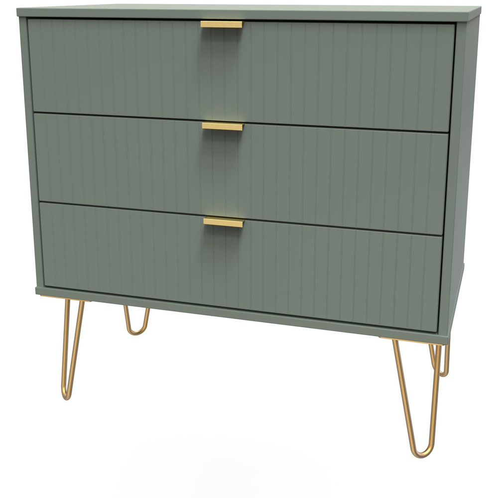 Crowndale 3 Drawer Reed Green Wide Chest of Drawers Ready Assembled Image 2