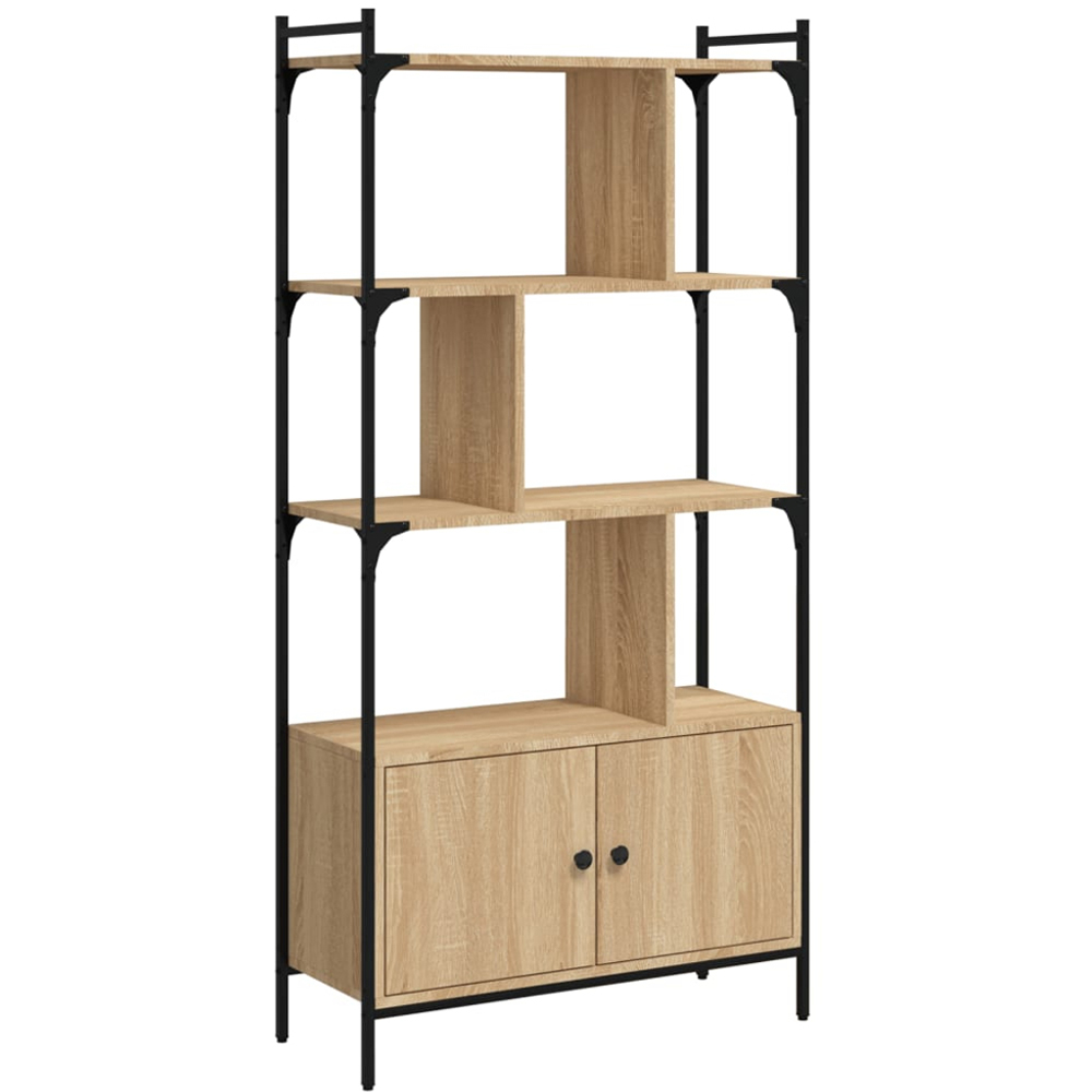 vidaXL 2 Door 6 Shelf Sonoma Oak Bookcase Image 2