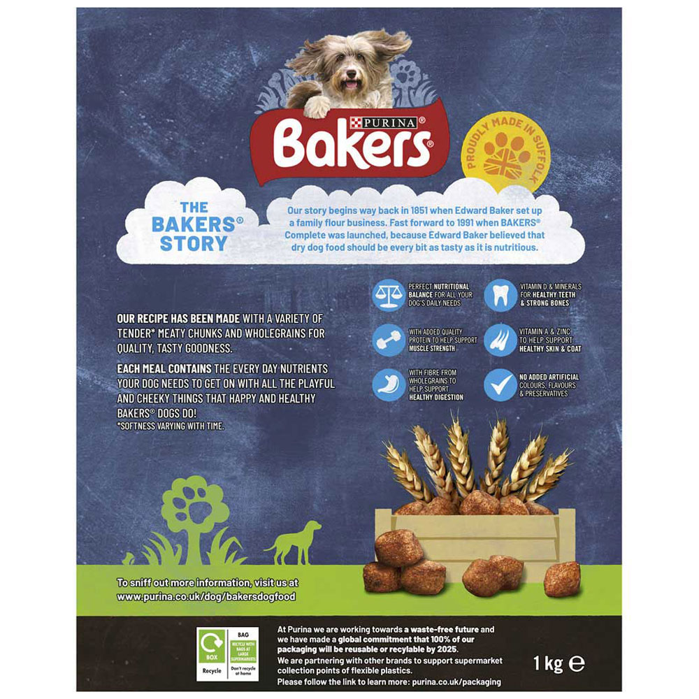 Bakers Meaty Meals Adult Dry Dog Food Beef 1kg Image 6