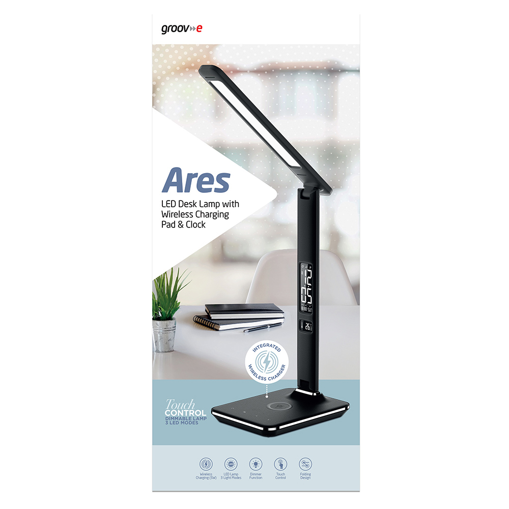 Groov-e Ares Black LED Desk Lamp with Wireless Charging Image 6