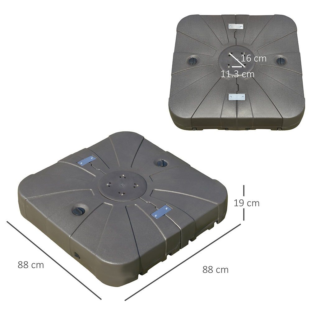 Outsunny Square Water Fillable Overhang Parasol Base with Wheels Image 5