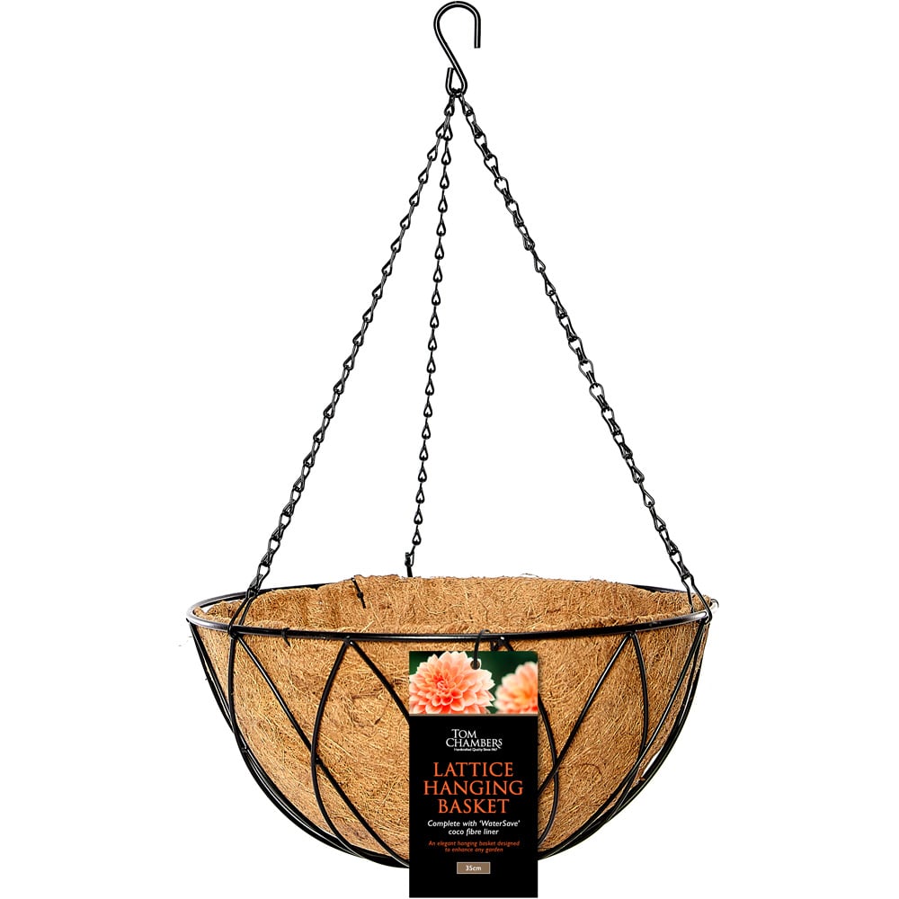 Samuel Alexander Black Lattice Wall Hanging Basket 35cm Image 1