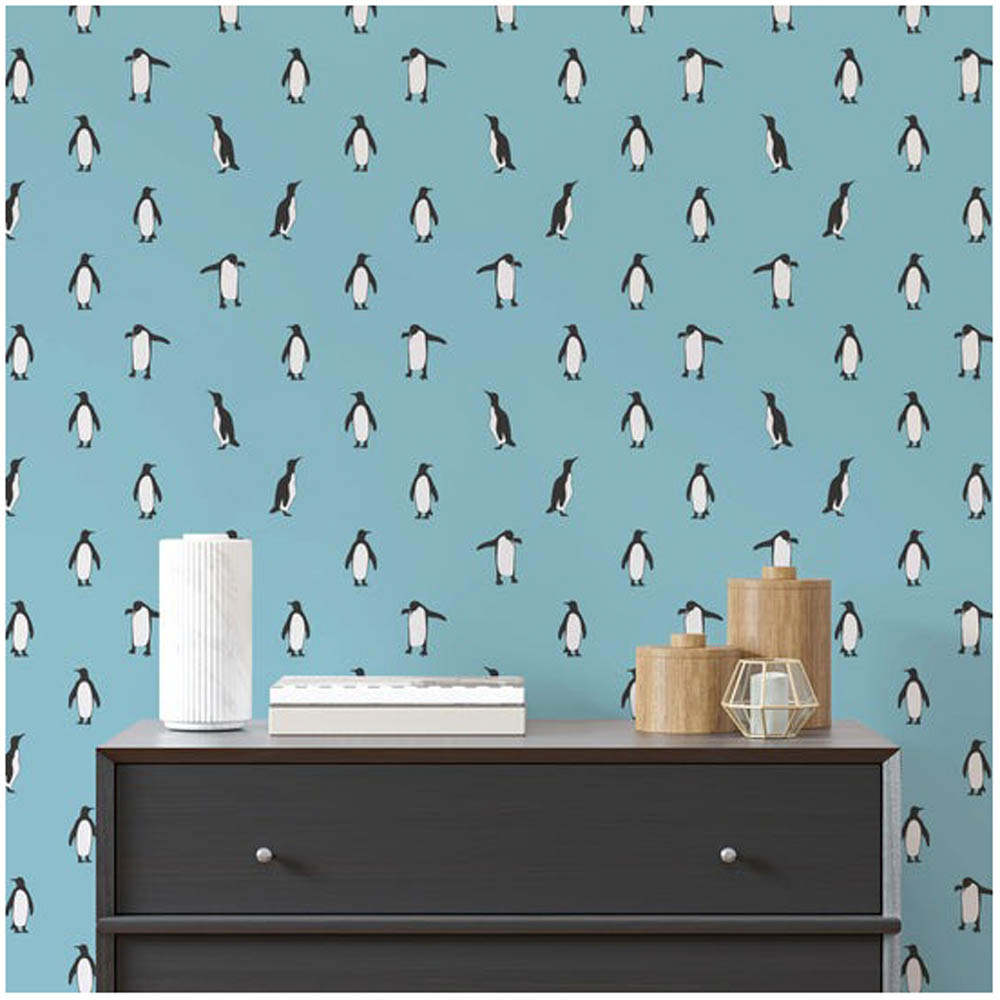 Bobbi Beck Eco Luxury Penguin Blue Wallpaper Image 2