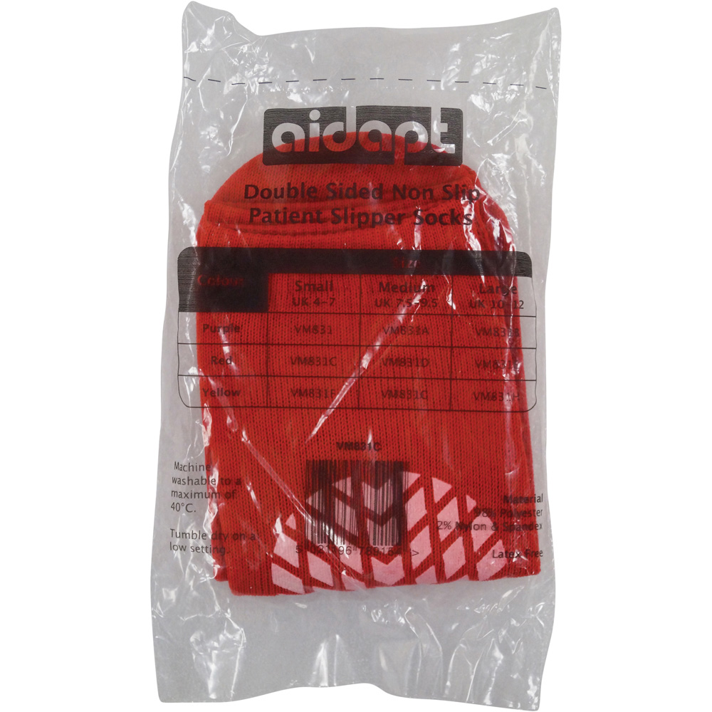 Aidapt Red Double Sided Patient Slipper Sock Small Image 3