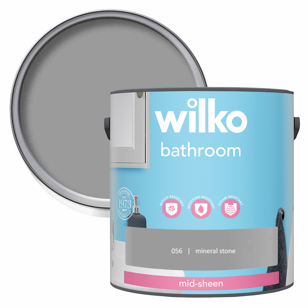 Wilko Bathroom Mineral Stone Mid Sheen Emulsion Paint 2.5L Image 1