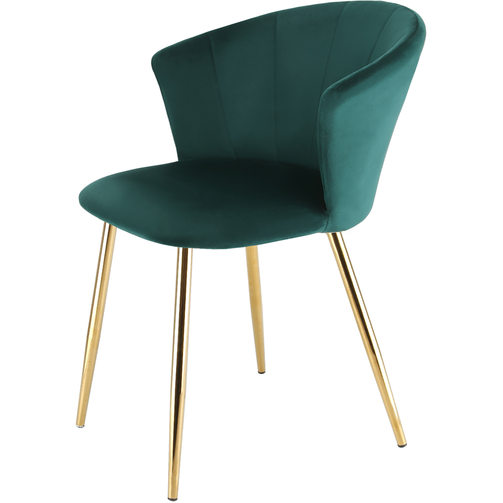 Home Garden Direct Mill Set of 2 Green Velvet Dining Chairs with Golden Legs Image 2