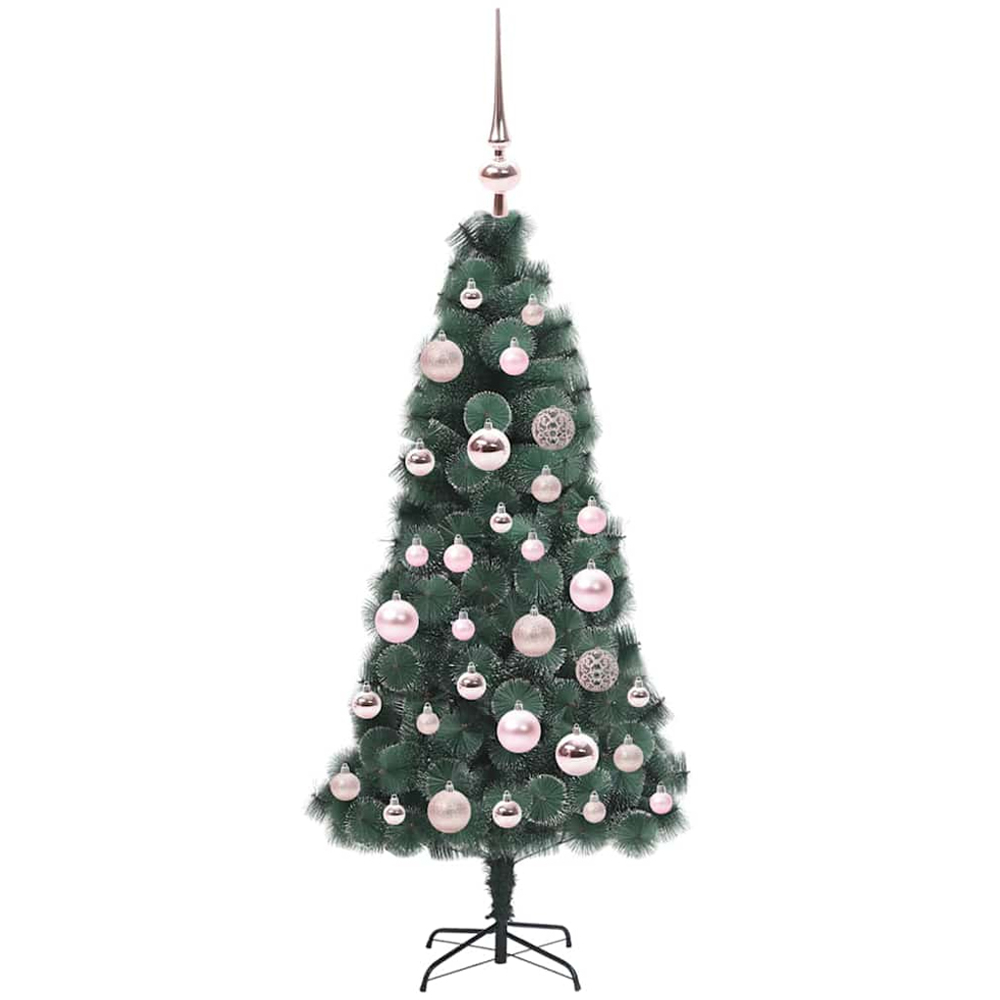 vidaXL Pre-Lit Pink Baubles Green Artificial Christmas Tree 4ft Image 4