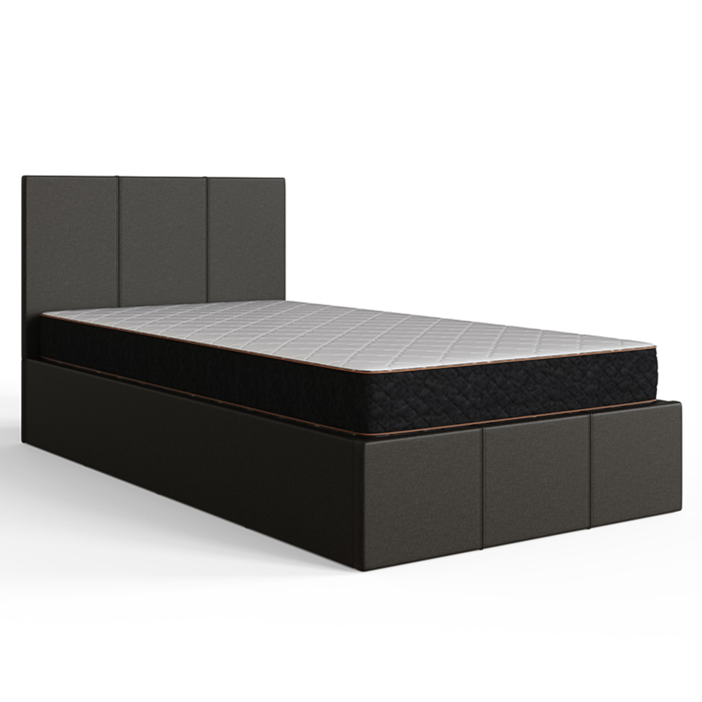 GFW Single Grey Hopsack Fabric End Lift Ottoman Bed with Memory Pocket Spring Mattress Image 3