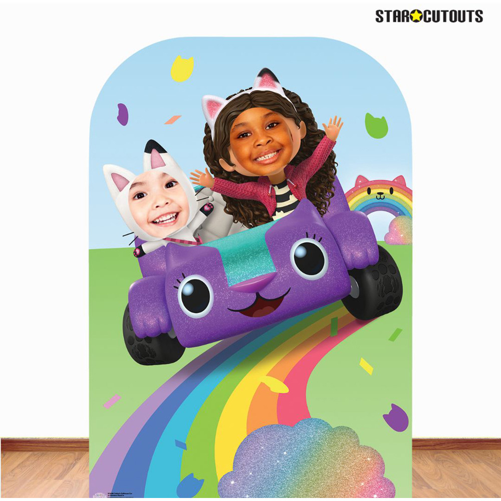 Star Cutouts Gabbys Dollhouse Car on Rainbow Stand In Cardboard Cutout 4.4ft Image 2