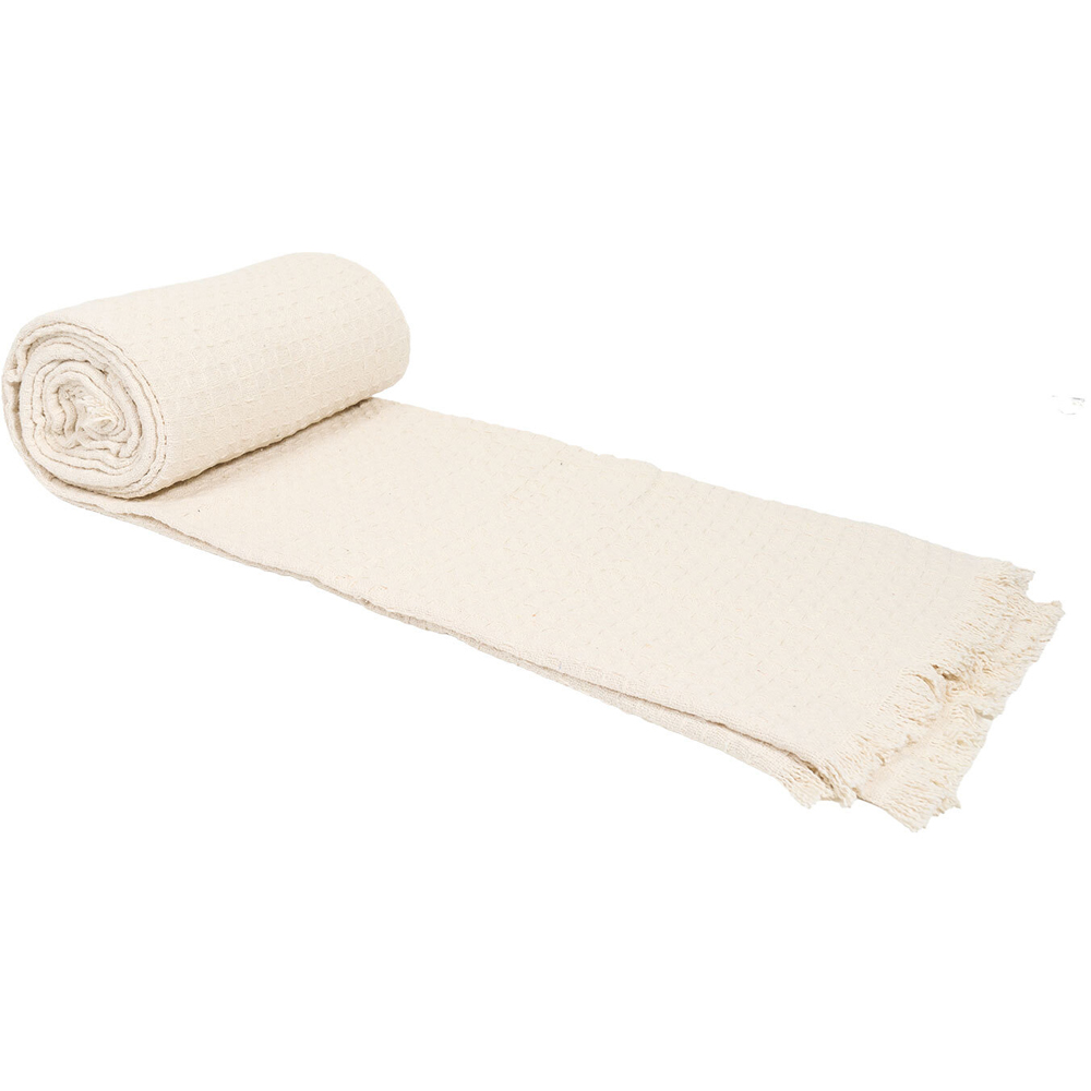 Waffle Cotton Throw Natural Image 4