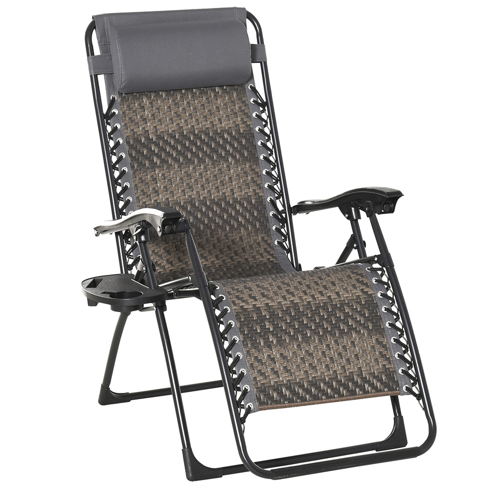 Outsunny Grey Zero Gravity Lounger Chair Image 2