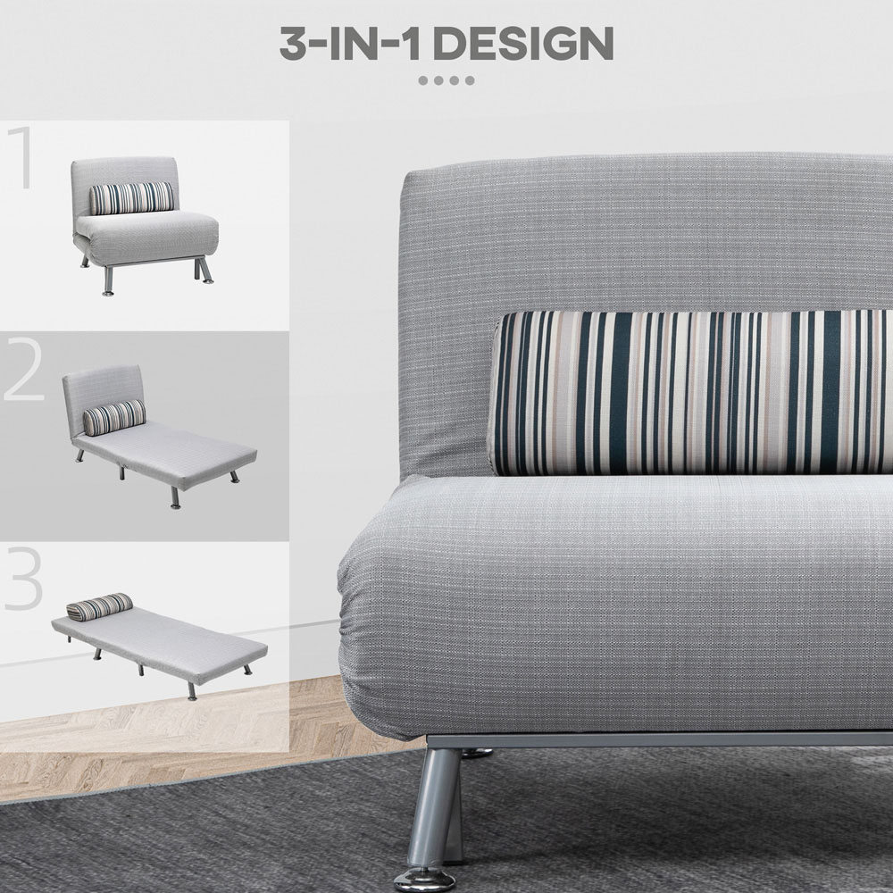 Portland Single Seater Grey Foldable Sofa Bed Image 6