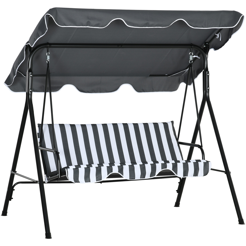 Outsunny 3 Seater Grey and White Swing Chair with Canopy Image 2