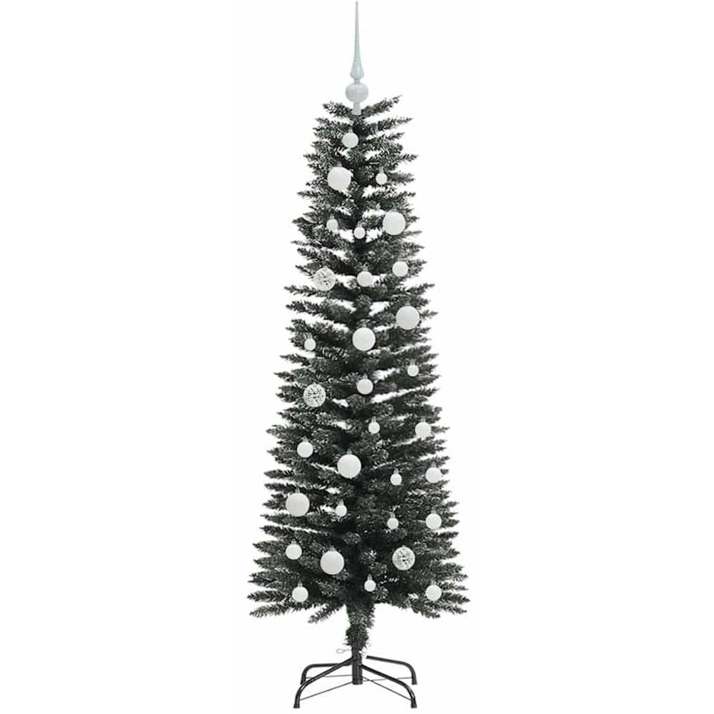 vidaXL Pre-Lit White Baubles Green Artificial Christmas Tree 4ft Image 4