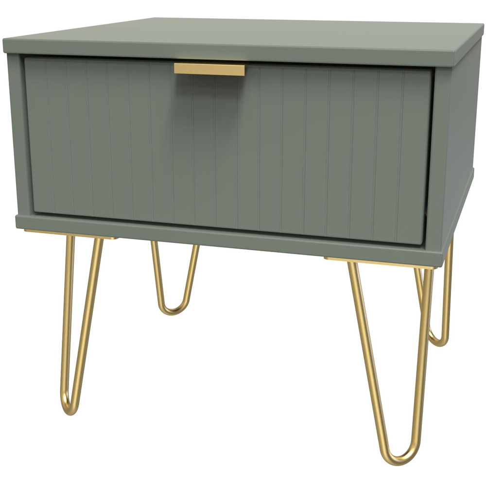 Crowndale Single Drawer Reed Green Bedside Table Ready Assembled Image 2