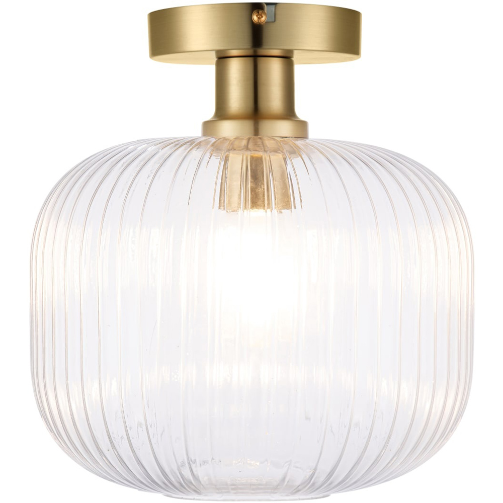 Cosylyte Maple Modern Ribbed Glass Brass Base Ceiling Light Image 5