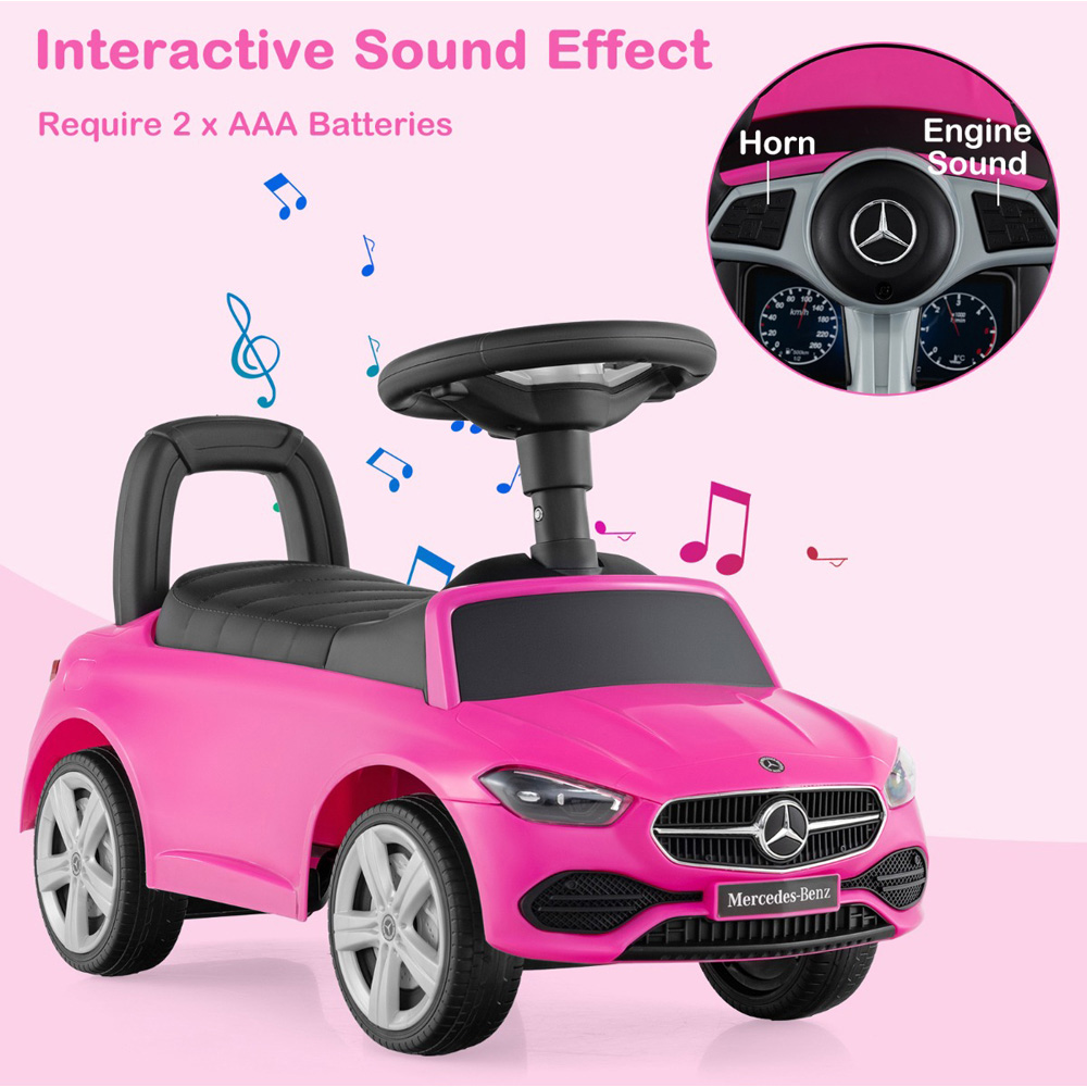 Costway Kids Pink Licensed Mercedes Benz Ride On Sliding Car with Horn and Engine Sound Image 6