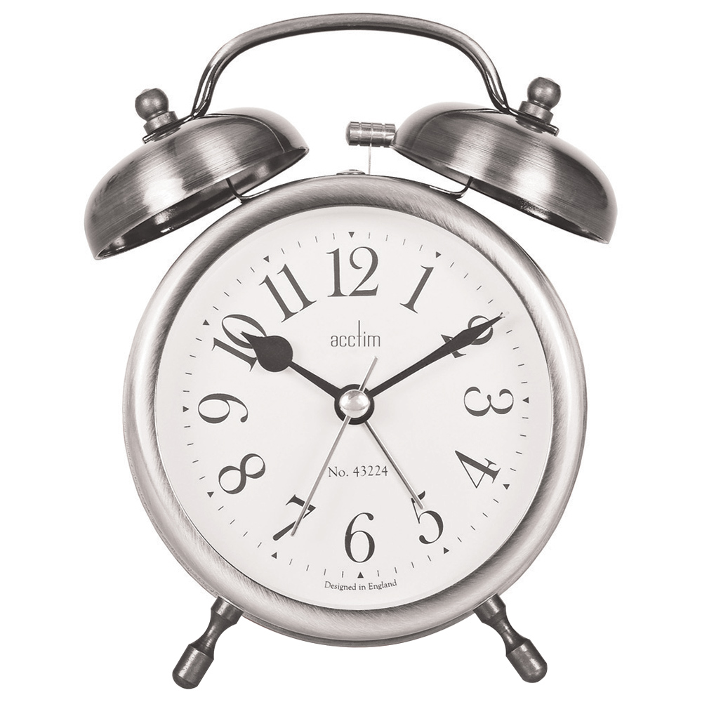 Acctim Antique Silver Pembridge Double Bell Alarm Image 1