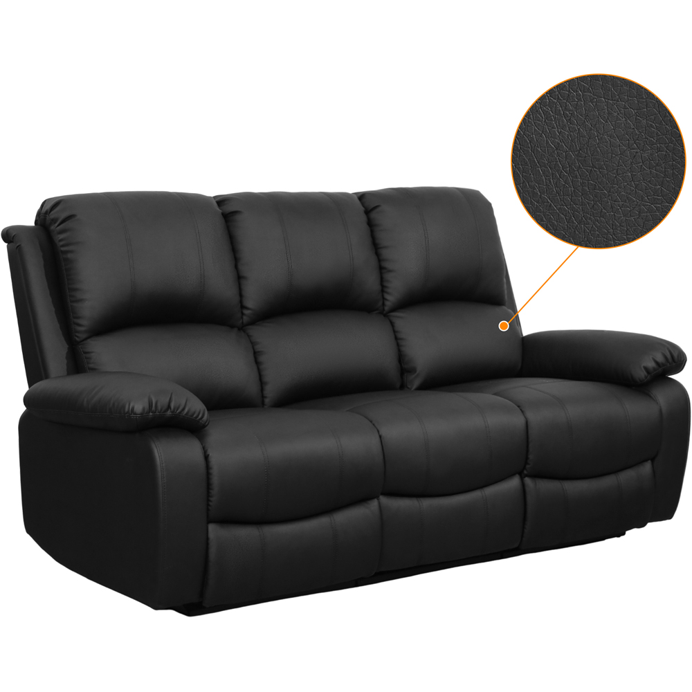 Comfy Living 5 Seater Black PU Leather Electric Recliner Sofa Set Image 4