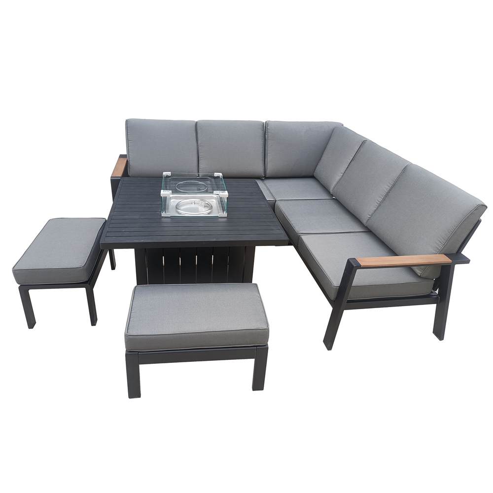 Furniture One 7 Seater Rattan Garden Corner Lounge Set with Fire Pit Image 5