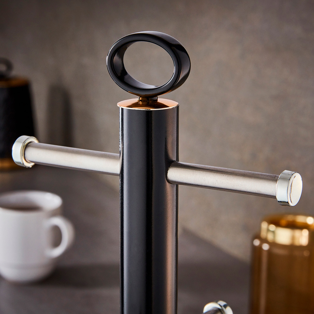 Tower Empire 6 Cup Black Mug Tree and Kitchen Towel Roll Holder Image 6