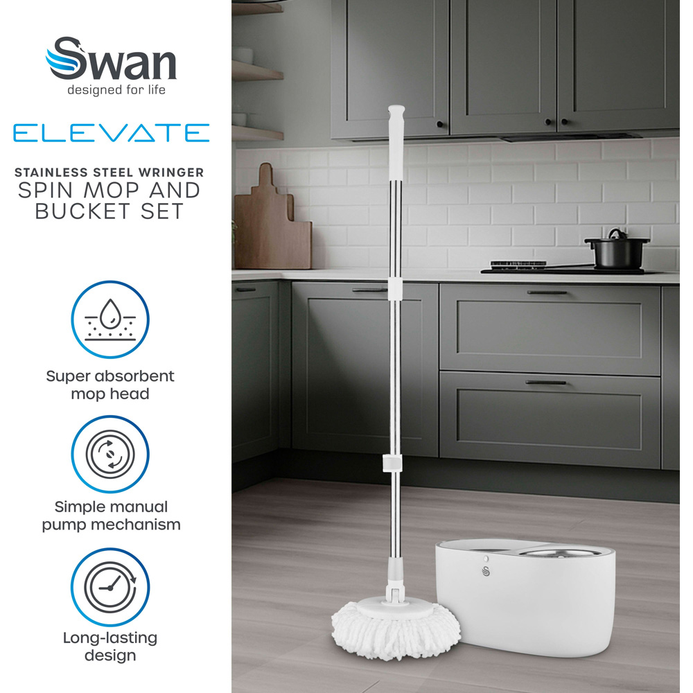 Swan Elevate Spin Mop and Bucket Set Image 6