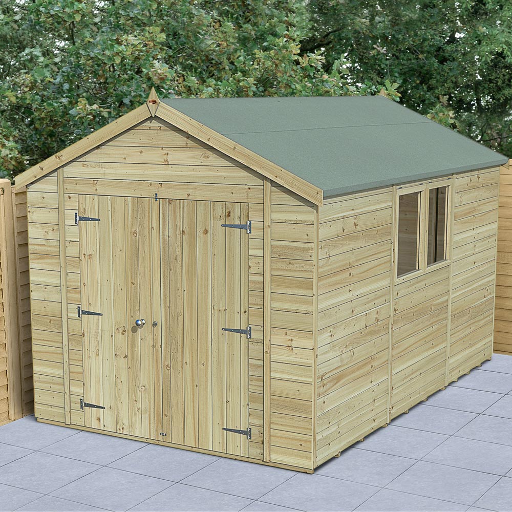 Forest Garden 12 x 8ft Double Door Pressure Treated Apex Shed Image 2